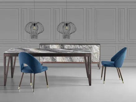 Tavolo allungabile con struttura in legno di frassino e piano in gres porcellanato Brooklin di Colico