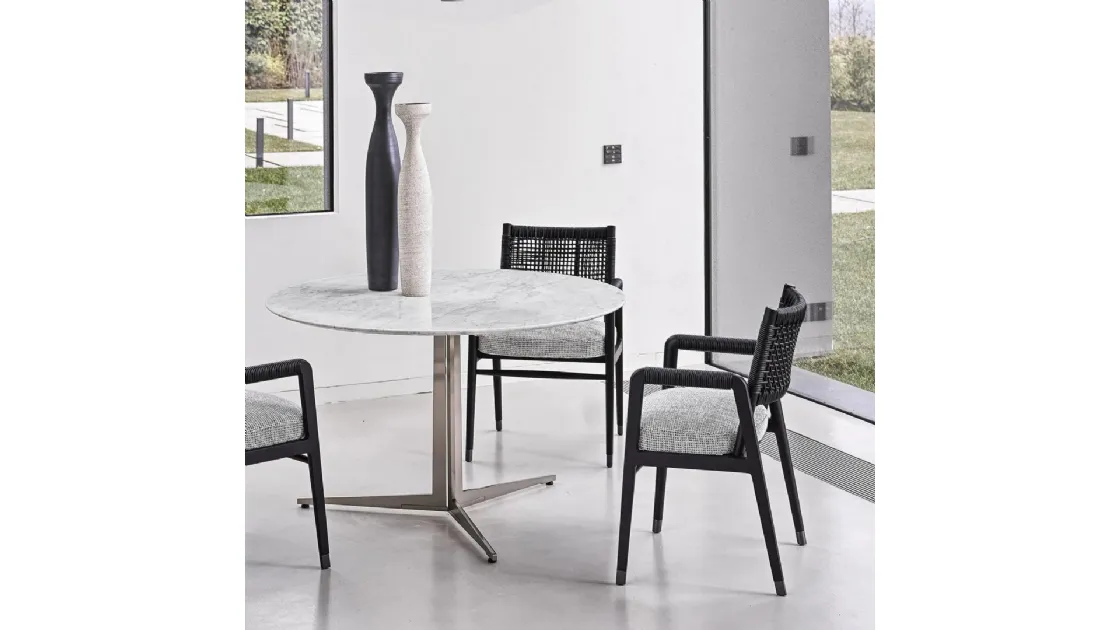Tavolo rotondo Fly con piano in marmo di Flexform