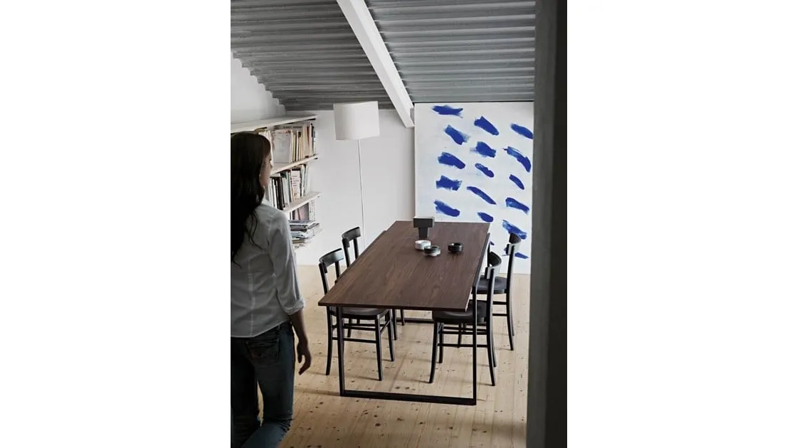 Tavolo allungabile in legno con base in metallo Wow Plus di Horm
