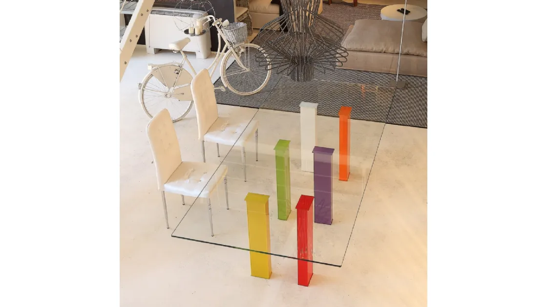 Tavolo di design fisso in vetro Romolo di Ponti Terenghi