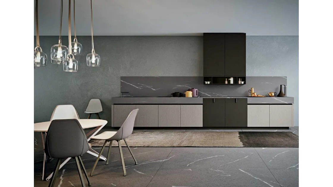 Cucina Moderna Area 22 Gola lineare in essenza Rovere e laccato opaco di Dibiesse
