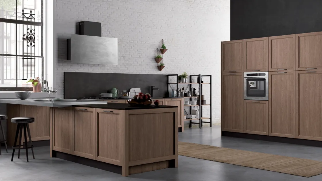 Cucina Moderna con penisola Frame Charme 01 di Nova Cucina