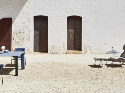 Arredo da esterno in acciaio con sedute rivestite in tessuto Summer Set 02 di Varaschin