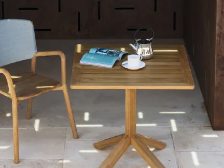 Tavolo in legno teak con gamba centrale in massello Root 001 di Roda